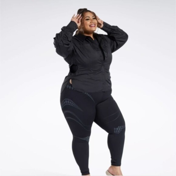 Cardi B x Reebok 4x 26/28 NWT Black Cut-Out Leggings GYM WORKOUT Activewear - Picture 1 of 16